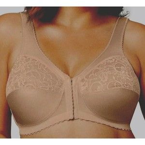 Glamorise Beige Magic Lift Full Figure Front Hook Bra 38F Wire Free Coverage